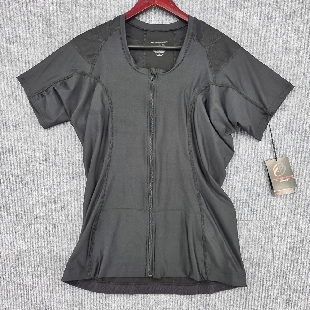 Alignmed Postural Fitness XXL Womens Black Zip Front Posture Shirt Compression